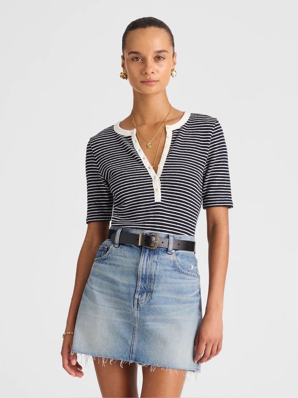 NWT Madewell Raw-Hem Denim Mini Skirt in Kelleyville Wash Size 29